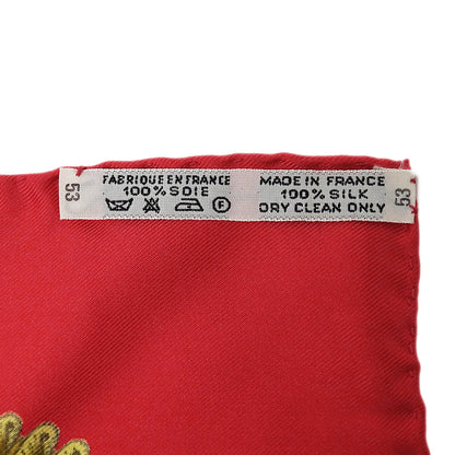 HERMES エルメス Poste et Cavalerie サーベル飾り袋 スカーフ カレ 90 レッド シルク レディース 【中古】