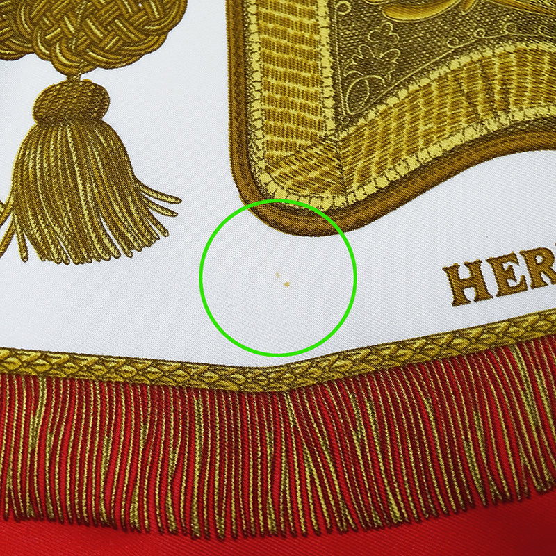 HERMES エルメス Poste et Cavalerie サーベル飾り袋 スカーフ カレ 90 レッド シルク レディース 【中古】