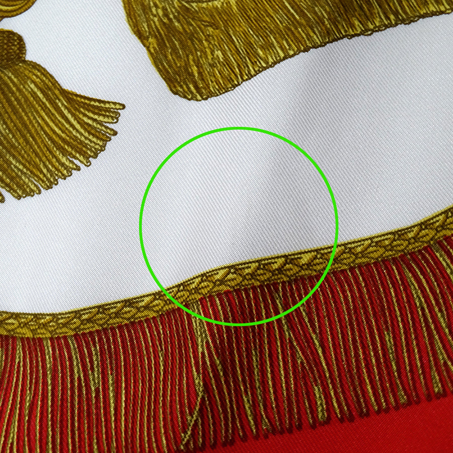 HERMES エルメス Poste et Cavalerie サーベル飾り袋 スカーフ カレ 90 レッド シルク レディース 【中古】