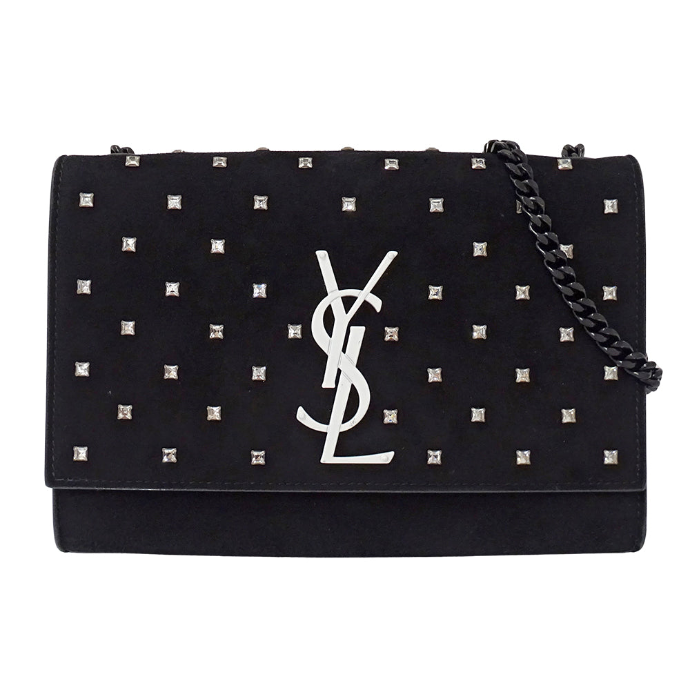 SAINT LAURENT サンローラン ケイト スモール ショルダーバッグ ブラック スエード レディース 【中古】