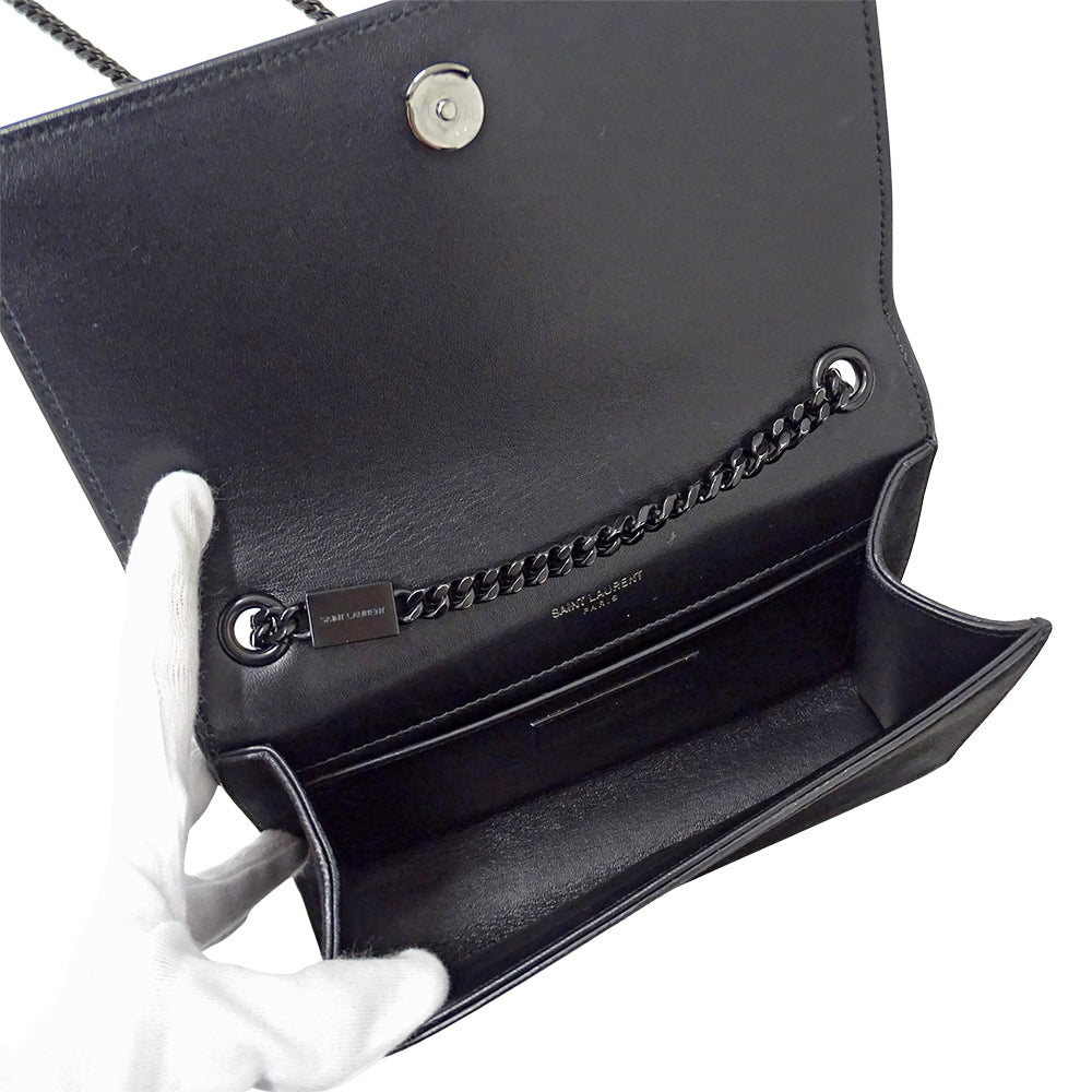 SAINT LAURENT サンローラン ケイト スモール ショルダーバッグ ブラック スエード レディース 【中古】