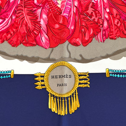 HERMES エルメス カレ90 MEXIQUE メキシコ スカーフ ネイビー マルチカラー シルク レディース 【中古】