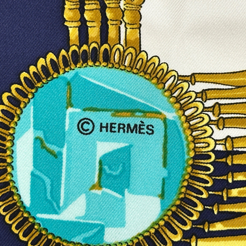 HERMES エルメス カレ90 MEXIQUE メキシコ スカーフ ネイビー マルチカラー シルク レディース 【中古】