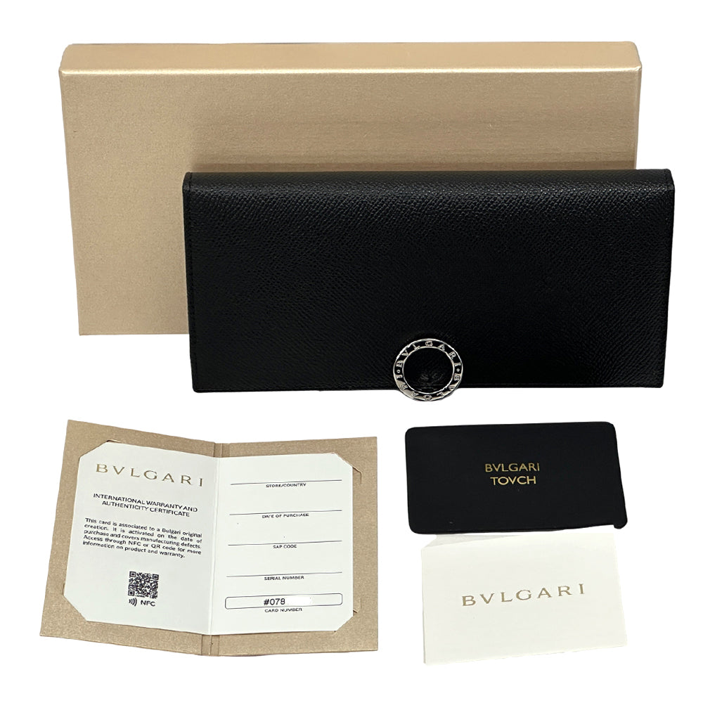 BVLGARI ブルガリ 長財布 ブルガリブルガリ ブラック ブルー レザー レディース メンズ 【中古】