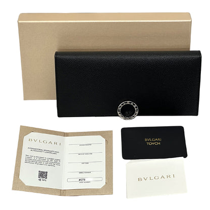 BVLGARI ブルガリ 長財布 ブルガリブルガリ ブラック ブルー レザー レディース メンズ 【中古】