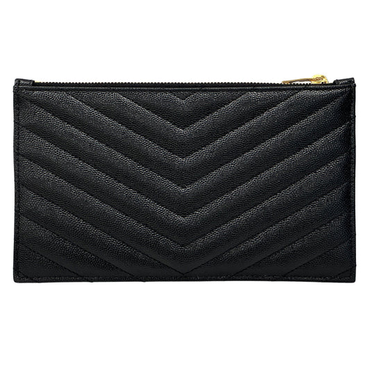 SAINT LAURENT サンローラン ポーチ ブラック ゴールド金具 636312 レザー レディース メンズ 【中古】