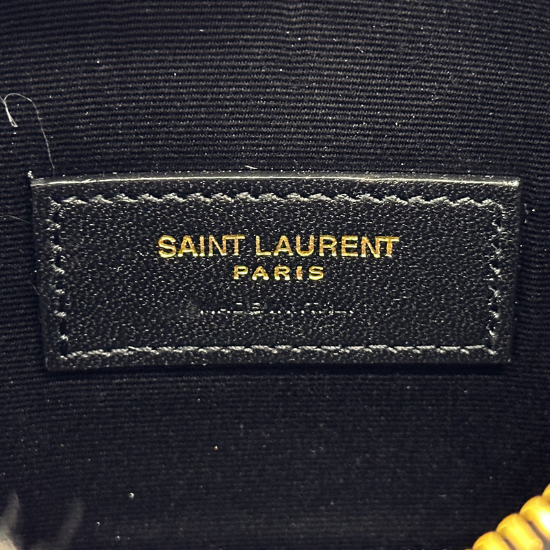 SAINT LAURENT サンローラン ポーチ ブラック ゴールド金具 636312 レザー レディース メンズ 【中古】
