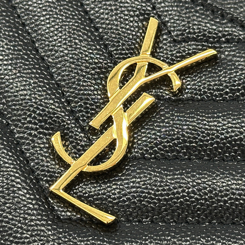 SAINT LAURENT サンローラン ポーチ ブラック ゴールド金具 636312 レザー レディース メンズ 【中古】