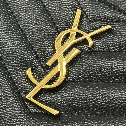 SAINT LAURENT サンローラン ポーチ ブラック ゴールド金具 636312 レザー レディース メンズ 【中古】