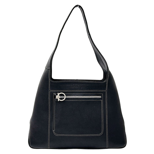 Ferragamo フェラガモ ショルダーバッグ ガンチーニ ブラック レザー レディース 【中古】