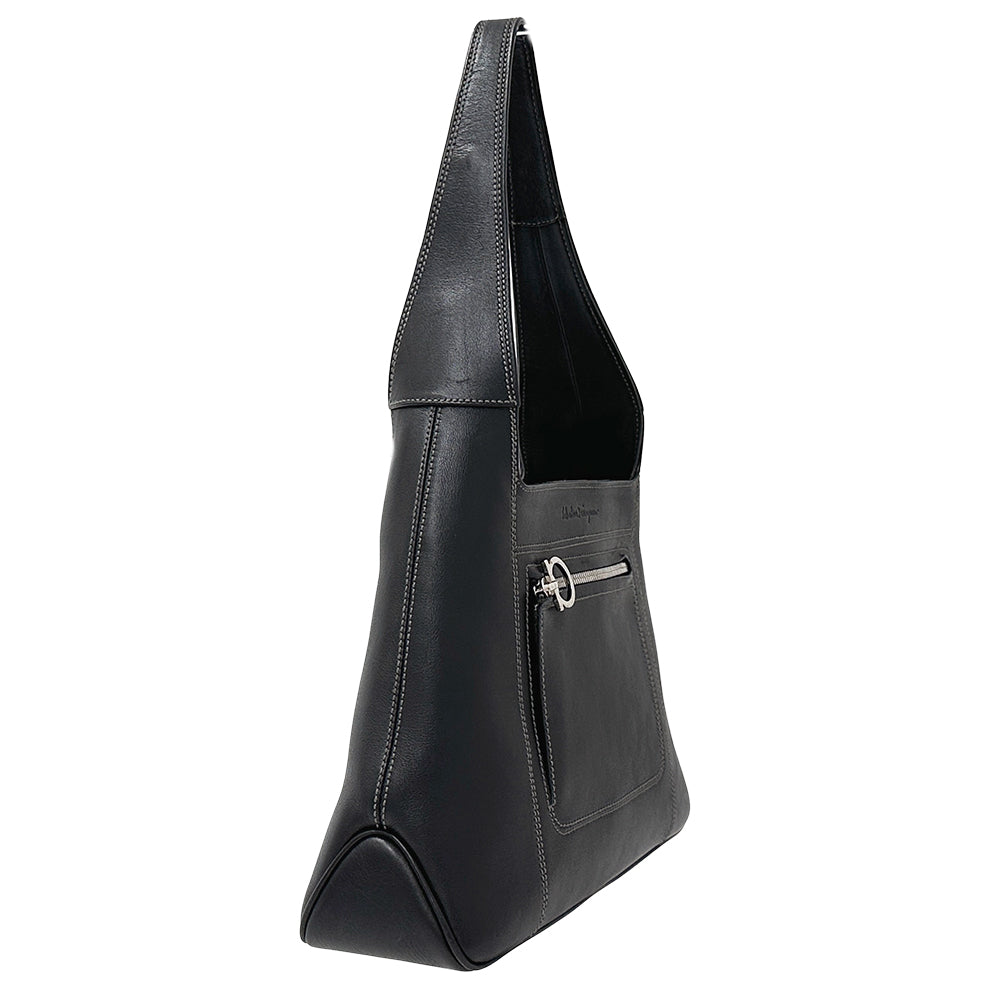 Ferragamo フェラガモ ショルダーバッグ ガンチーニ ブラック レザー レディース 【中古】