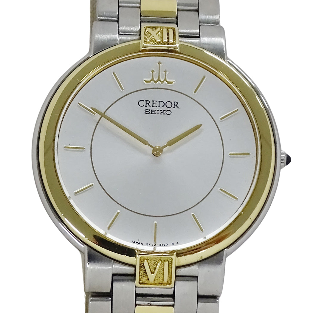 SEIKO セイコー クレドール 2F70-0640 メンズ 腕時計 クオーツ SS 18KTベゼル 磨き済み【中古】