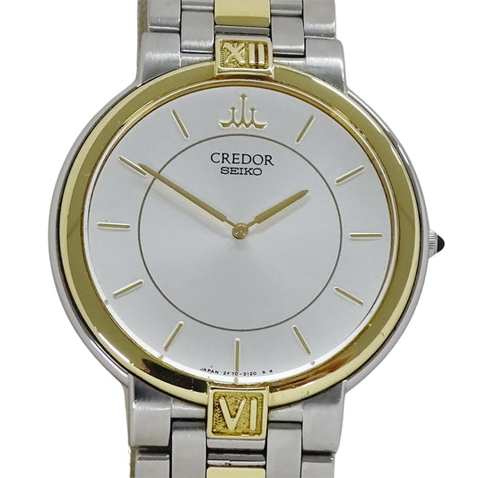 SEIKO セイコー クレドール 2F70-0640 メンズ 腕時計 クオーツ SS 18KTベゼル 磨き済み【中古】