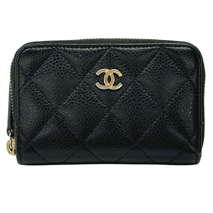 CHANEL シャネル コインケース マトラッセ ブラック ゴールド金具 ソフトキャビアスキン レディース メンズ 【中古】