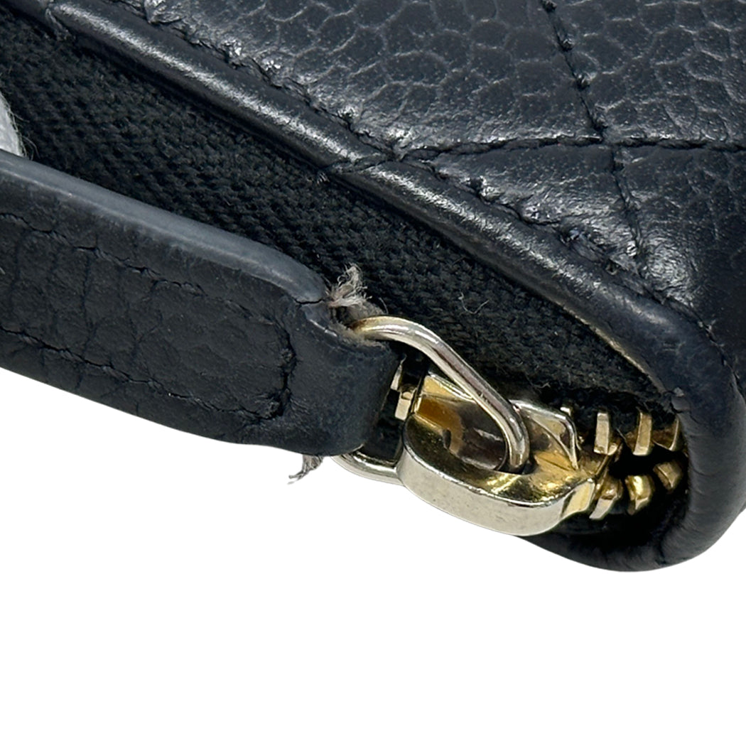 CHANEL シャネル コインケース マトラッセ ブラック ゴールド金具 ソフトキャビアスキン レディース メンズ 【中古】