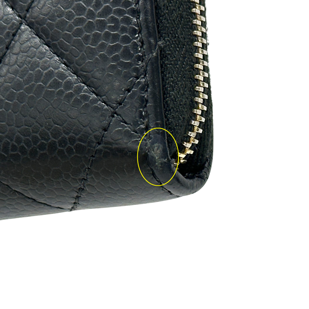 CHANEL シャネル コインケース マトラッセ ブラック ゴールド金具 ソフトキャビアスキン レディース メンズ 【中古】