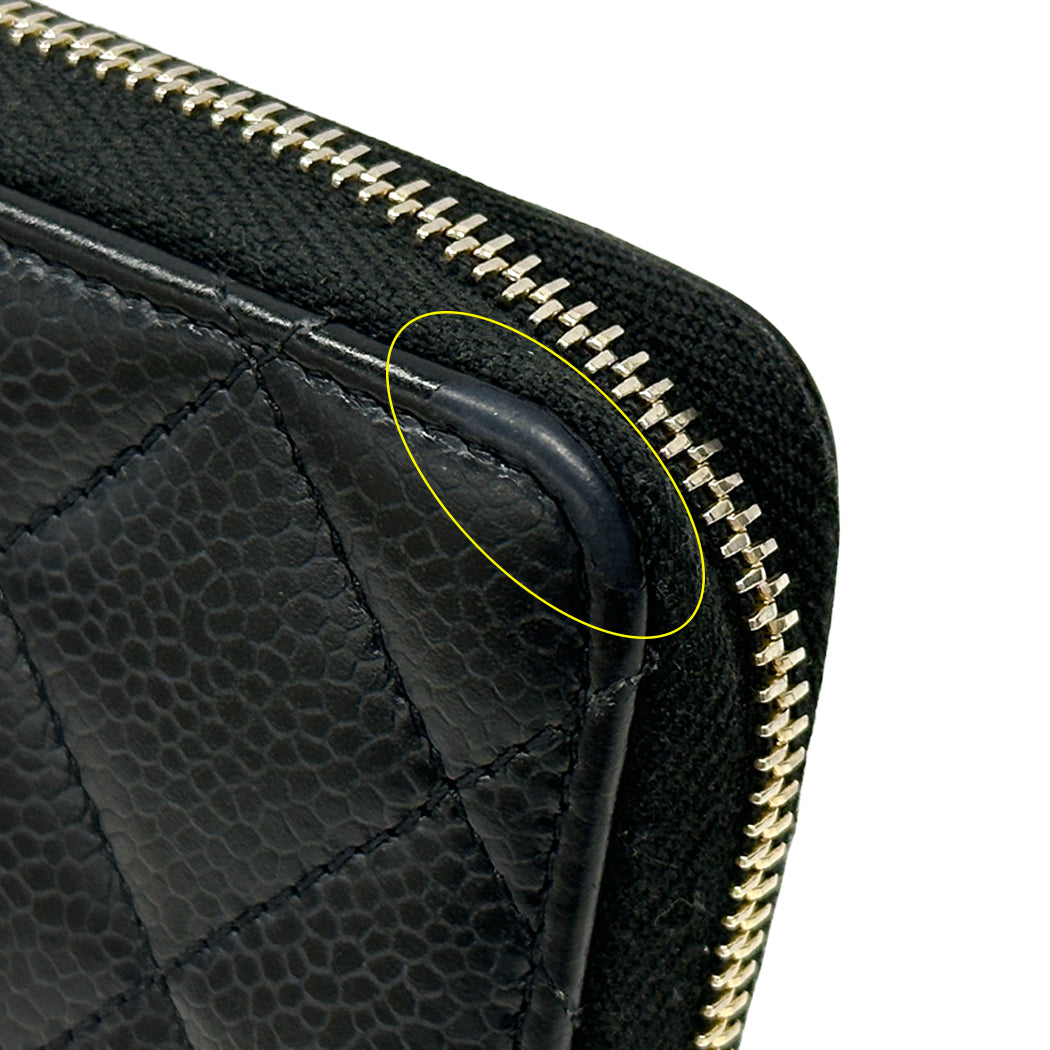 CHANEL シャネル コインケース マトラッセ ブラック ゴールド金具 ソフトキャビアスキン レディース メンズ 【中古】