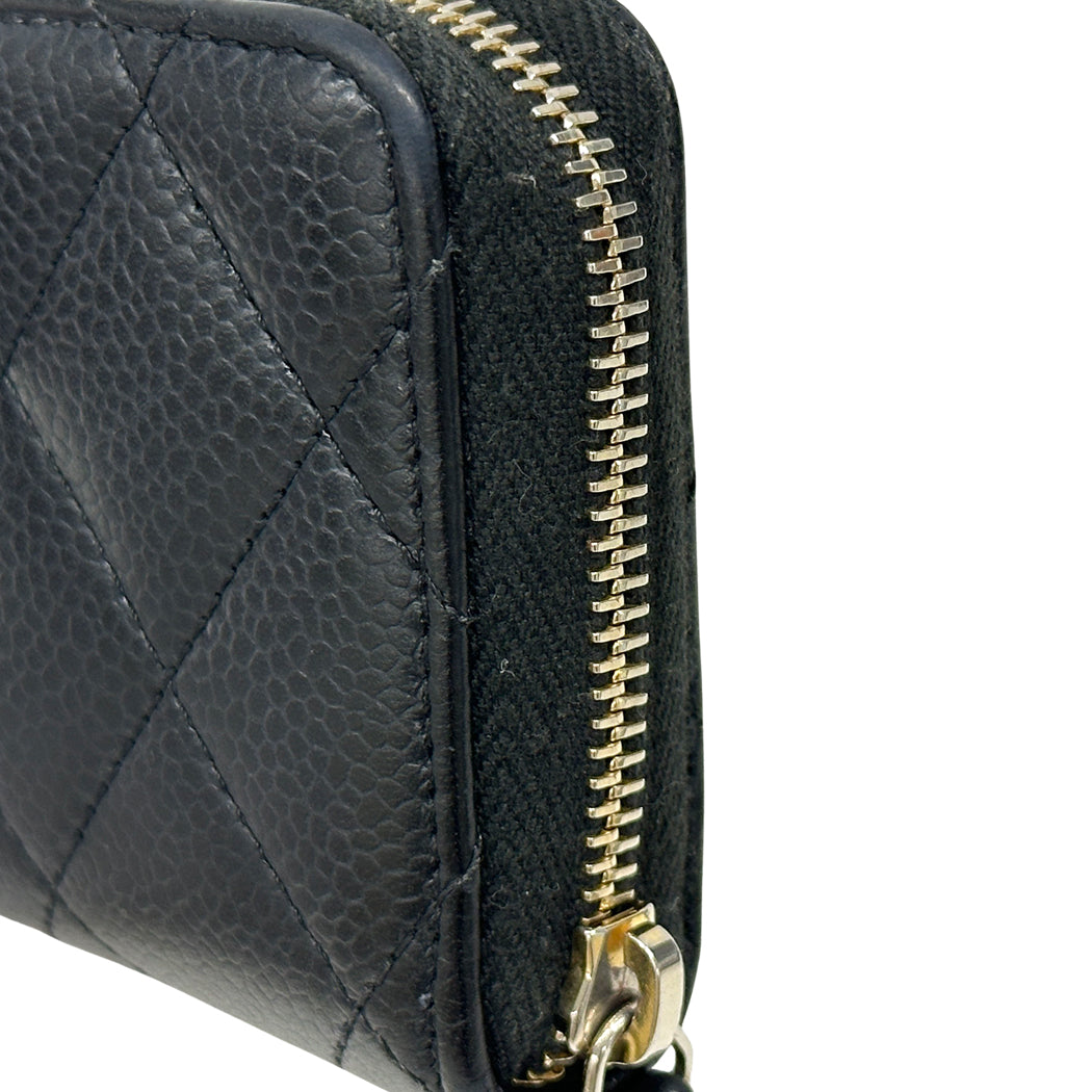 CHANEL シャネル コインケース マトラッセ ブラック ゴールド金具 ソフトキャビアスキン レディース メンズ 【中古】