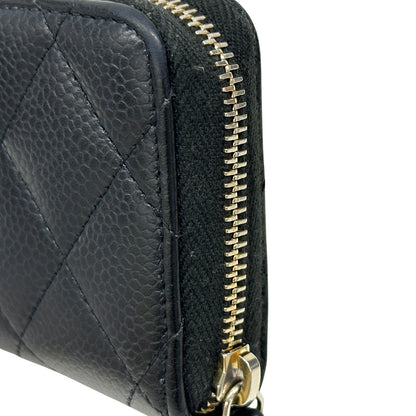 CHANEL シャネル コインケース マトラッセ ブラック ゴールド金具 ソフトキャビアスキン レディース メンズ 【中古】
