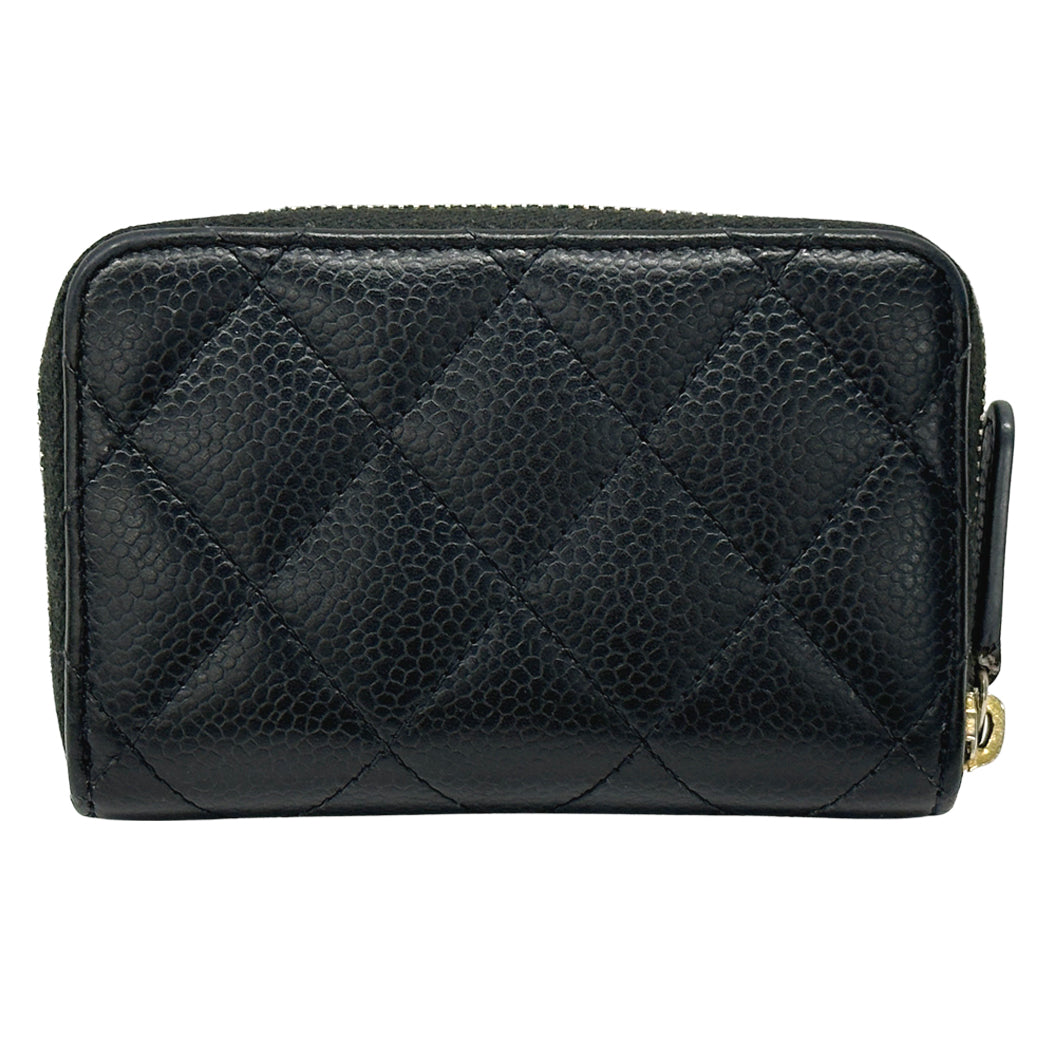 CHANEL シャネル コインケース マトラッセ ブラック ゴールド金具 ソフトキャビアスキン レディース メンズ 【中古】