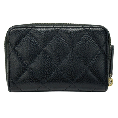 CHANEL シャネル コインケース マトラッセ ブラック ゴールド金具 ソフトキャビアスキン レディース メンズ 【中古】