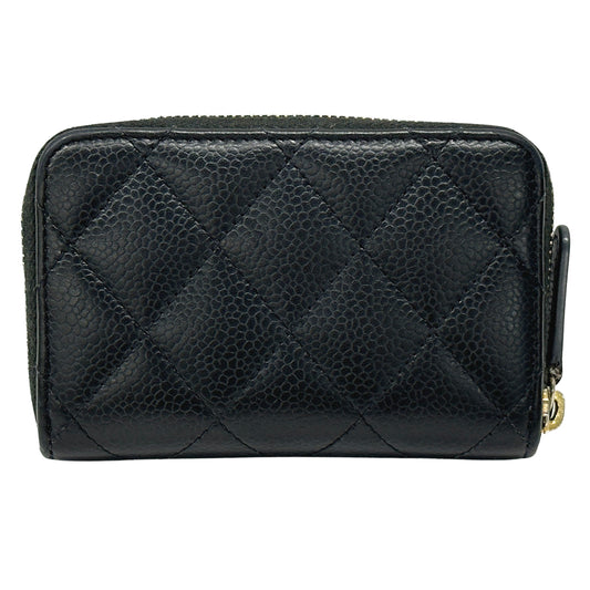 CHANEL シャネル コインケース マトラッセ ブラック ゴールド金具 ソフトキャビアスキン レディース メンズ 【中古】