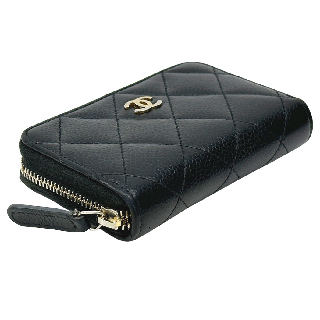 CHANEL シャネル コインケース マトラッセ ブラック ゴールド金具 ソフトキャビアスキン レディース メンズ 【中古】