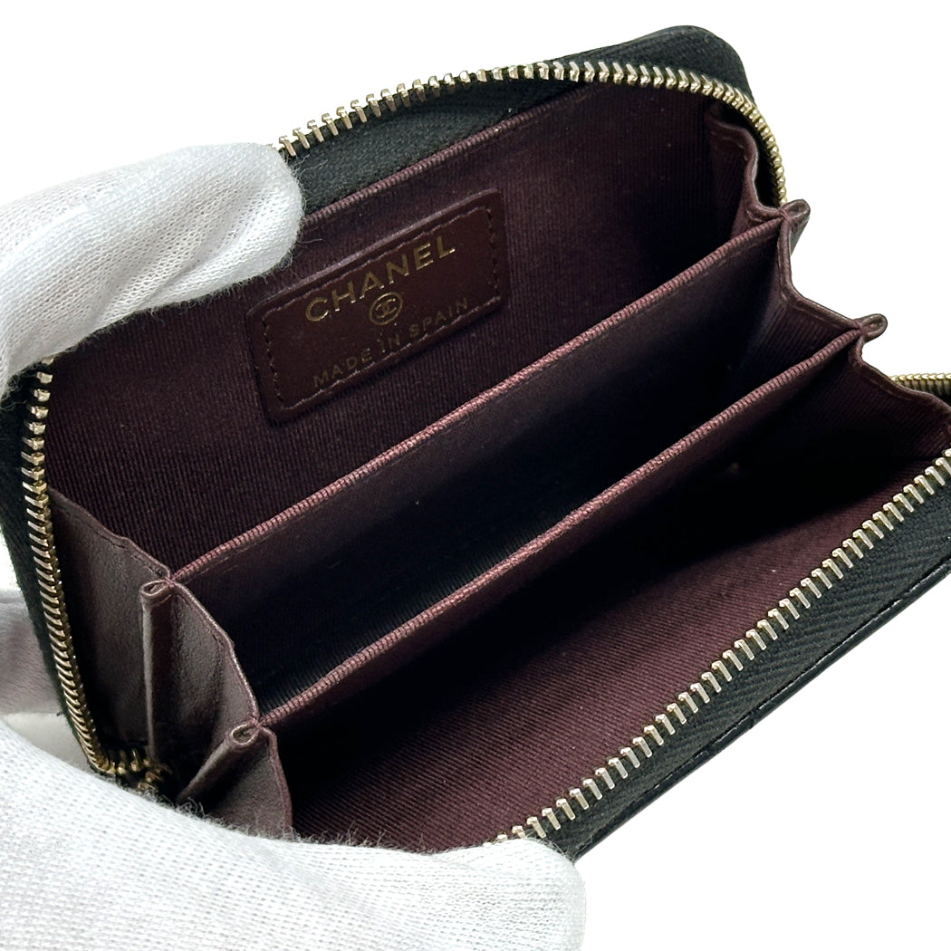 CHANEL シャネル コインケース マトラッセ ブラック ゴールド金具 ソフトキャビアスキン レディース メンズ 【中古】