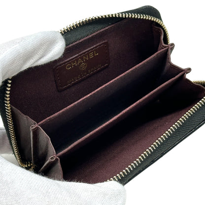 CHANEL シャネル コインケース マトラッセ ブラック ゴールド金具 ソフトキャビアスキン レディース メンズ 【中古】