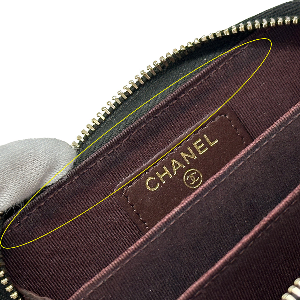 CHANEL シャネル コインケース マトラッセ ブラック ゴールド金具 ソフトキャビアスキン レディース メンズ 【中古】