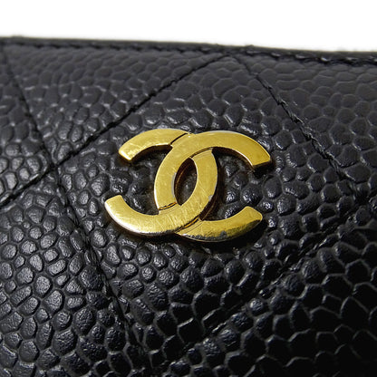 CHANEL シャネル 長財布 マトラッセ ブラック ゴールド金具 キャビアスキン レディース 【中古】