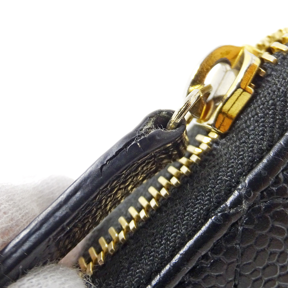 CHANEL シャネル 長財布 マトラッセ ブラック ゴールド金具 キャビアスキン レディース 【中古】