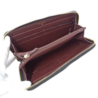 CHANEL シャネル 長財布 マトラッセ ブラック ゴールド金具 キャビアスキン レディース 【中古】