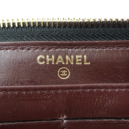 CHANEL シャネル 長財布 マトラッセ ブラック ゴールド金具 キャビアスキン レディース 【中古】