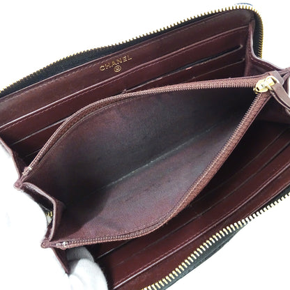 CHANEL シャネル 長財布 マトラッセ ブラック ゴールド金具 キャビアスキン レディース 【中古】