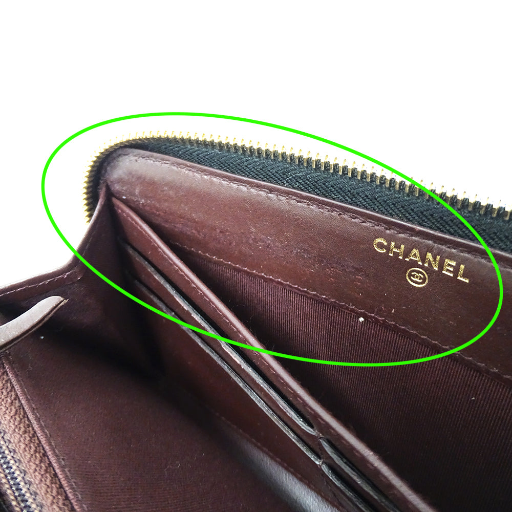 CHANEL シャネル 長財布 マトラッセ ブラック ゴールド金具 キャビアスキン レディース 【中古】
