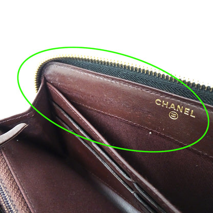CHANEL シャネル 長財布 マトラッセ ブラック ゴールド金具 キャビアスキン レディース 【中古】