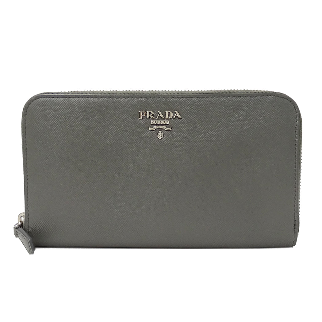 PRADA プラダ 長財布 グレー レディース 【中古】