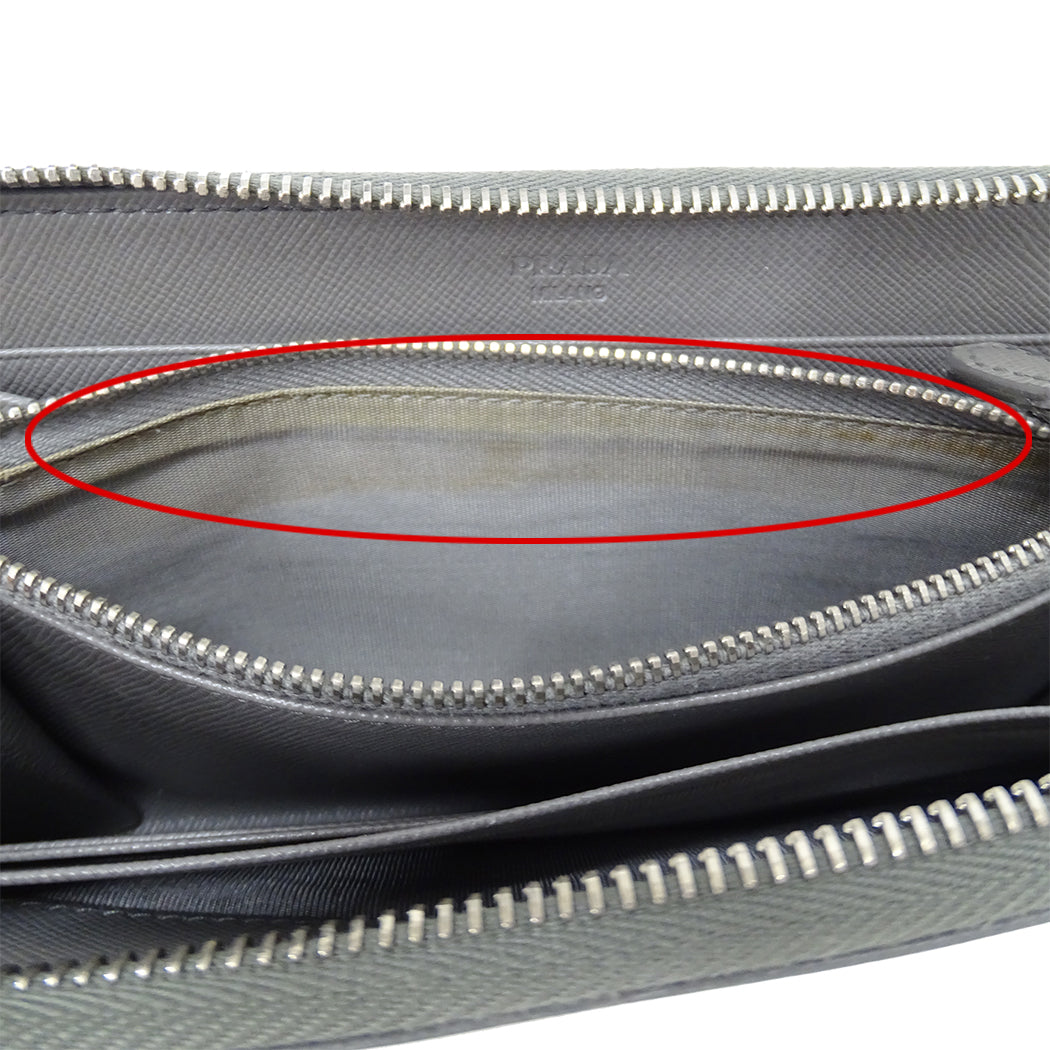PRADA プラダ 長財布 グレー レディース 【中古】