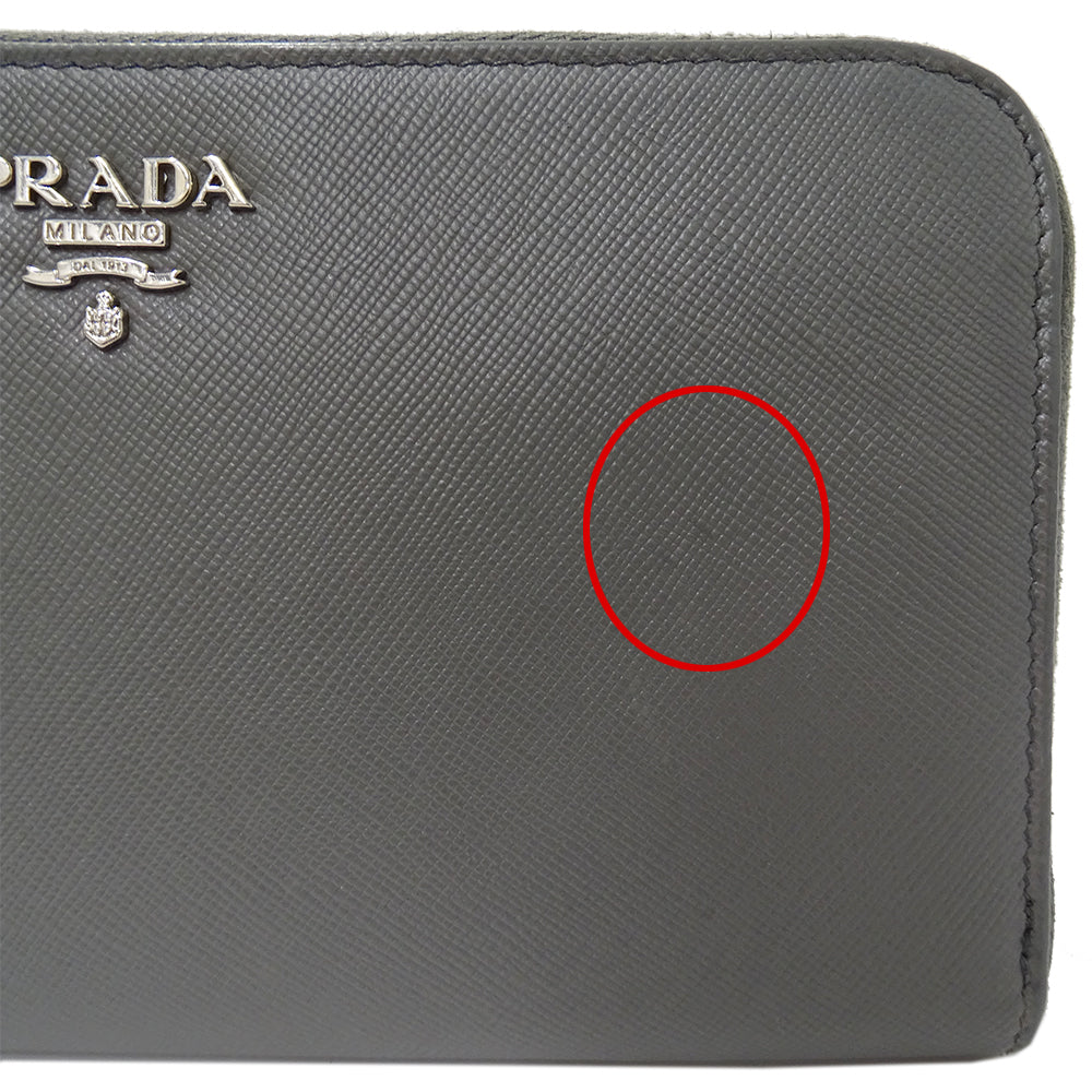 PRADA プラダ 長財布 グレー レディース 【中古】