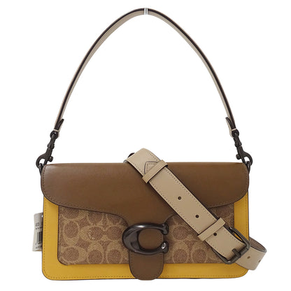 COACH コーチ 2wayバッグ タビー シグネチャー ブラウン イエロー G2022 4606 レザー レディース 【中古】