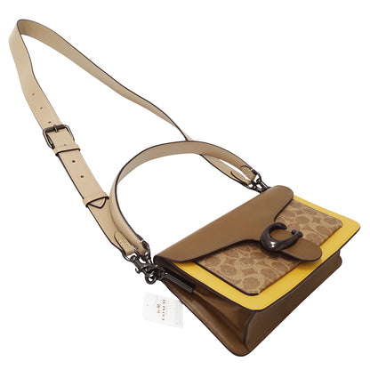 COACH コーチ 2wayバッグ タビー シグネチャー ブラウン イエロー G2022 4606 レザー レディース 【中古】