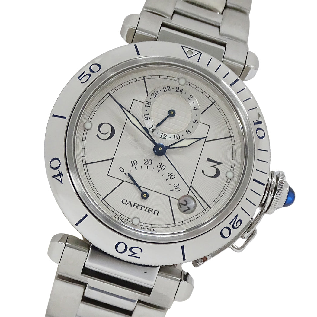 Cartier カルティエ パシャ パワーリザーブ GMT W31037H3 メンズ 腕時計 自動巻き AT ステンレス 磨き済み【中古】