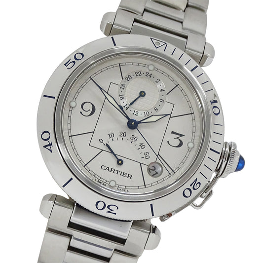 Cartier カルティエ パシャ パワーリザーブ GMT W31037H3 メンズ 腕時計 自動巻き AT ステンレス 磨き済み【中古】