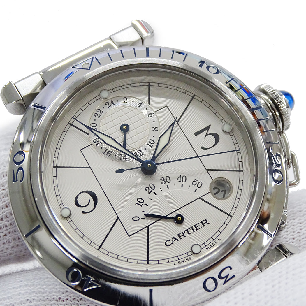 Cartier カルティエ パシャ パワーリザーブ GMT W31037H3 メンズ 腕時計 自動巻き AT ステンレス 磨き済み【中古】