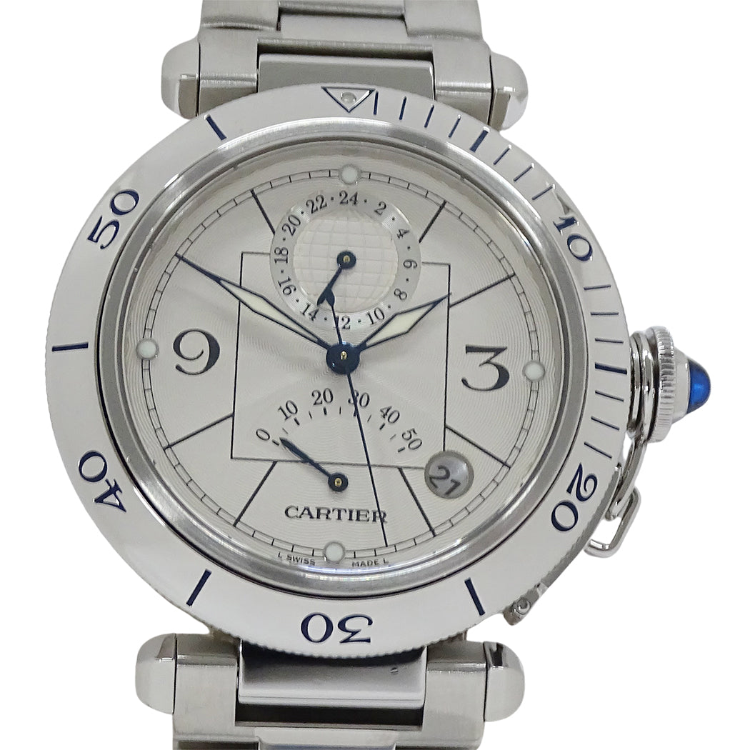 Cartier カルティエ パシャ パワーリザーブ GMT W31037H3 メンズ 腕時計 自動巻き AT ステンレス 磨き済み【中古】