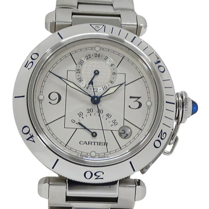 Cartier カルティエ パシャ パワーリザーブ GMT W31037H3 メンズ 腕時計 自動巻き AT ステンレス 磨き済み【中古】