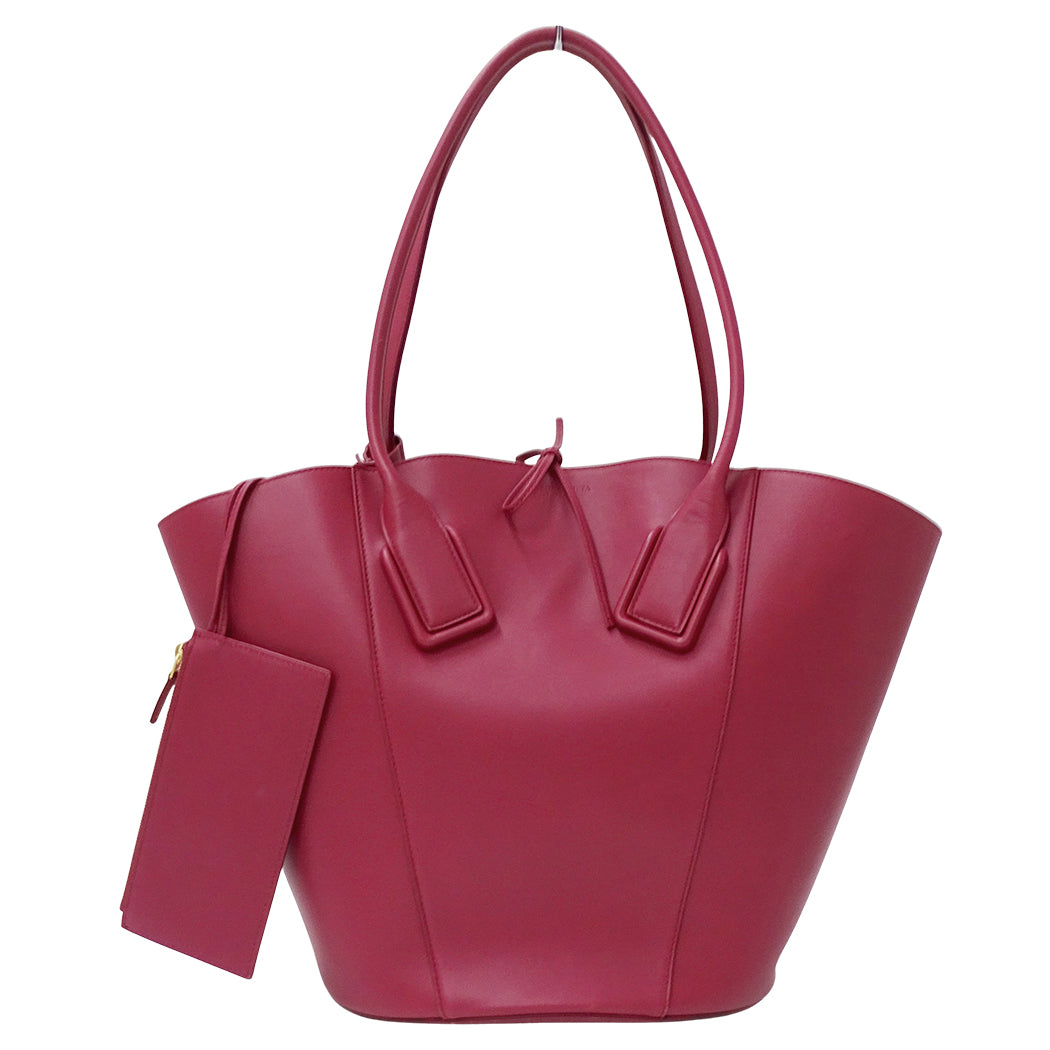 BOTTEGAVENETA ボッテガ・ヴェネタ バスケットラージ トートバッグ ピンク パープル レザー レディース 【中古】