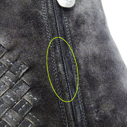 BOTTEGAVENETA ボッテガ・ヴェネタ ブーツ イントレチャート ブラック スエード レディース 【中古】