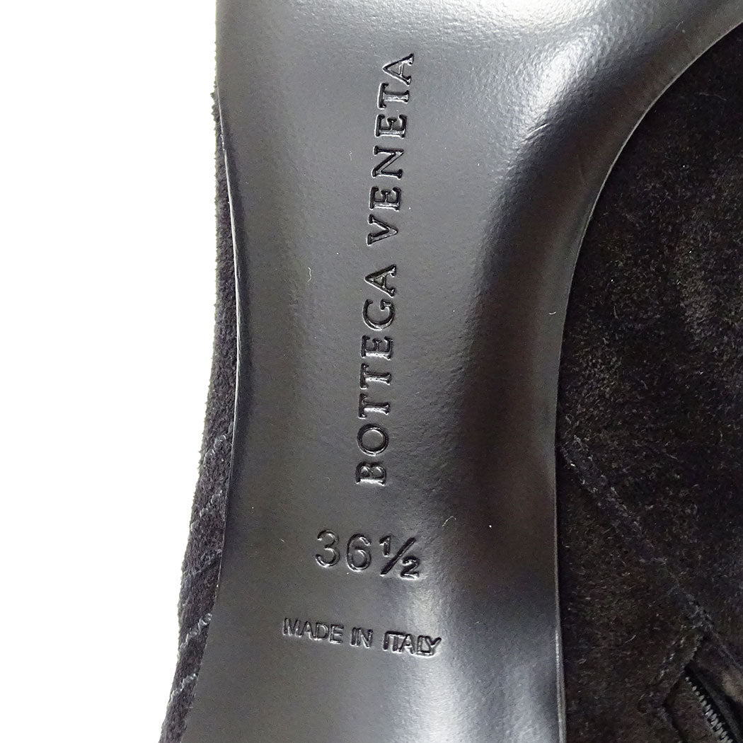 BOTTEGAVENETA ボッテガ・ヴェネタ ブーツ イントレチャート ブラック スエード レディース 【中古】